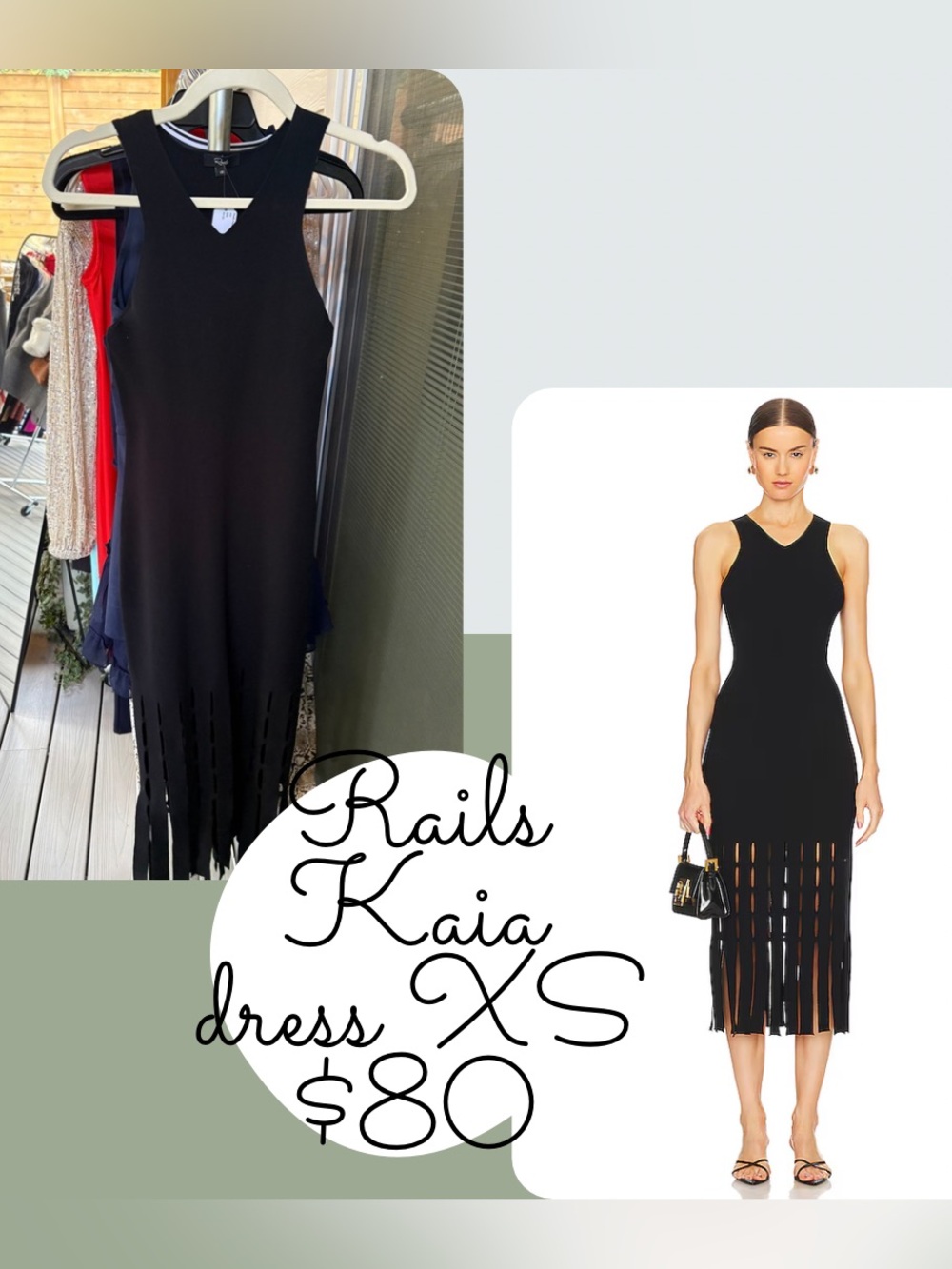 Rails Kaia black fringe dress XS